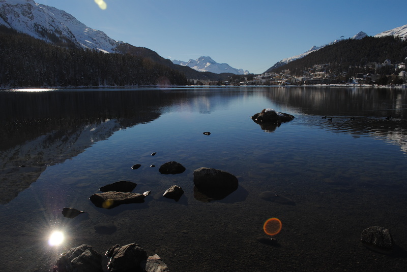 rock, scenics - nature, beauty in nature, water, idyllic, reflection, tranquility, 4K, mountain range, lake, rock - object, switzerland, alps, tranquil scene