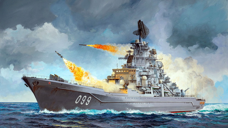 heavy nuclear missile cruiser, TARKR, The flagship of Russias Northern fleet, the third generation of the project 1144 " Orlan", Peter The Great, 1080P