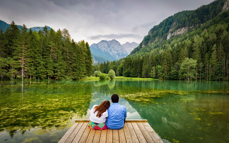 desktop, scenics - nature, 4K, melted, adult, couple - relationship, filled, plansarsko, slovenia, water, leisure activity, two people, positive emotion
