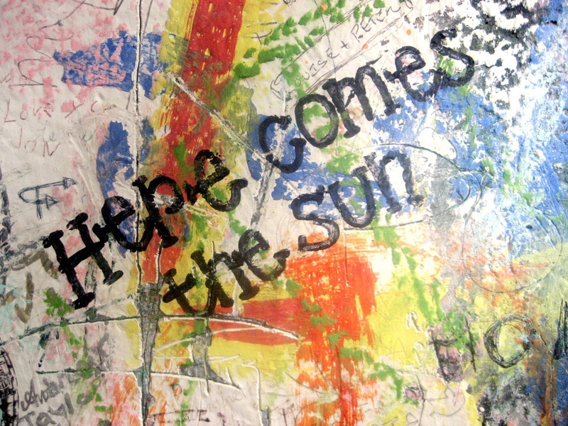 mural, human representation, wall - building feature, multi colored, graffiti, outdoors, architecture, textured effect, built structure, message, no people