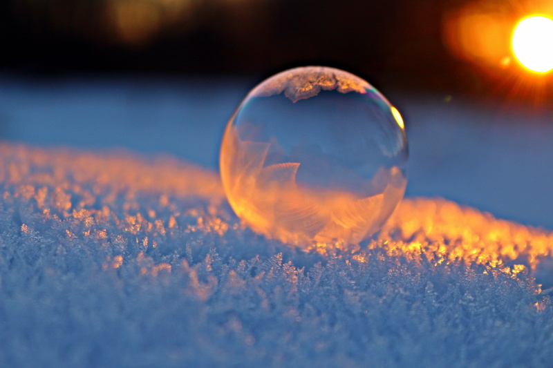 scenics - nature, beauty in nature, fortune telling, clear, frosted, sunset, glass - material, outdoors, reflection, white, idyllic, focus, selective, land