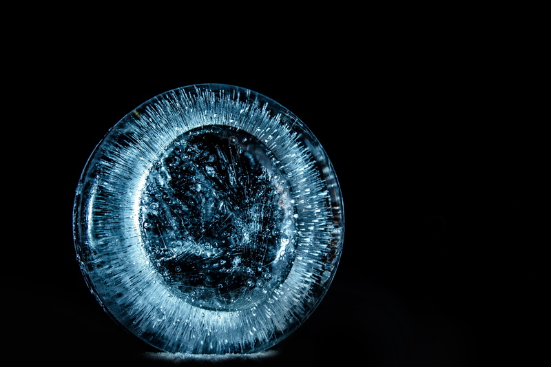 still life, blue, indoors, clear, extreme close-up, shape, 5K, burning, geometric shape, blow, ice plates, Winter, black background, cream bag, metal