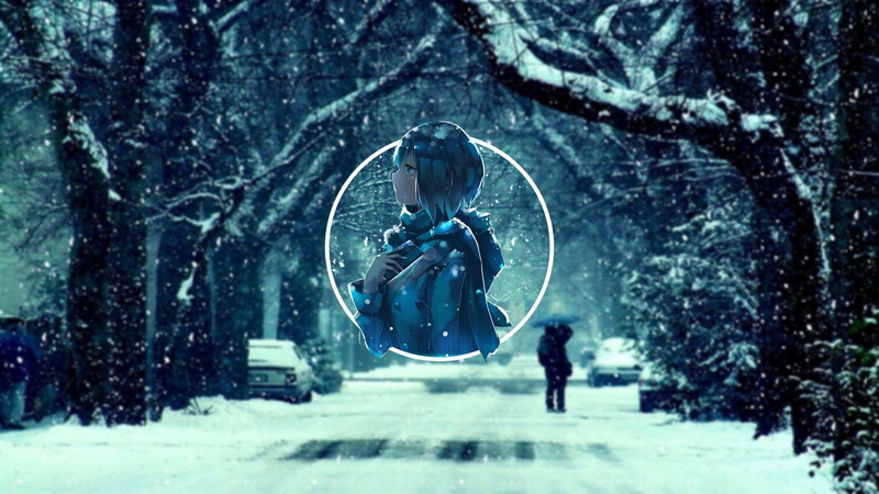 snow, plant, anime girls, full length, 1080P, frozen, nature, tree, transportation, bubble, snowing, motion, mode of transportation, cold temperature