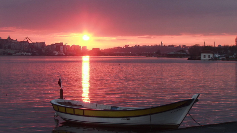 bosphorus, istanbul, city, 1080P, nature and landscapes, boat, straits, sunset