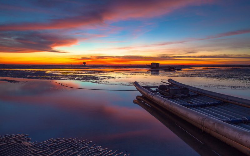 1080P, Taiwan, Clouds, Sunset, Sky, Beach, Boats, Sea, Beautiful, China, Evening, Strait