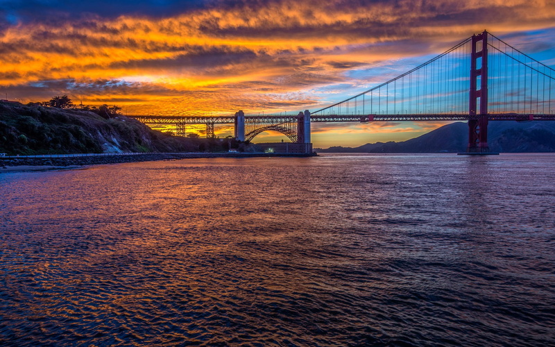 Bridge, Strait, Evening, Francisco, San, Golden, 1080P, Gate, USA, California, City