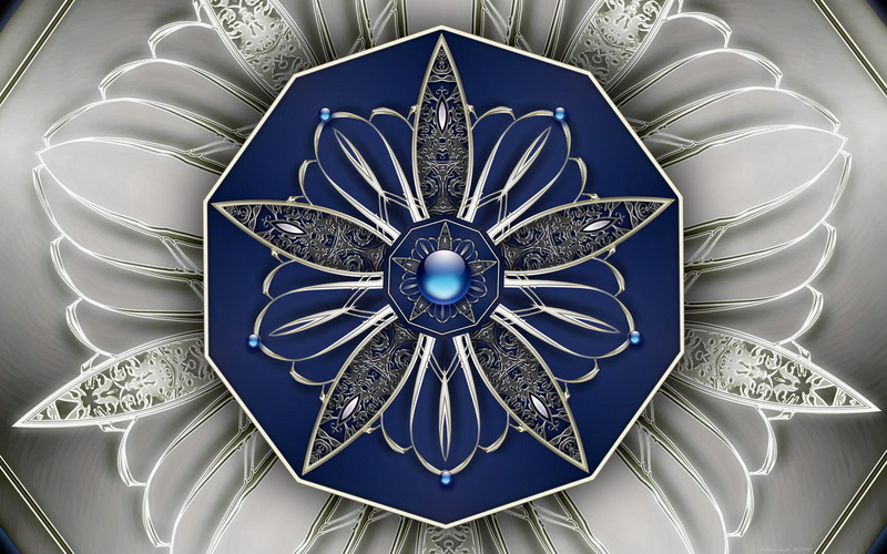 blue, fractal, 1080P, nice, design, 3d and abstract