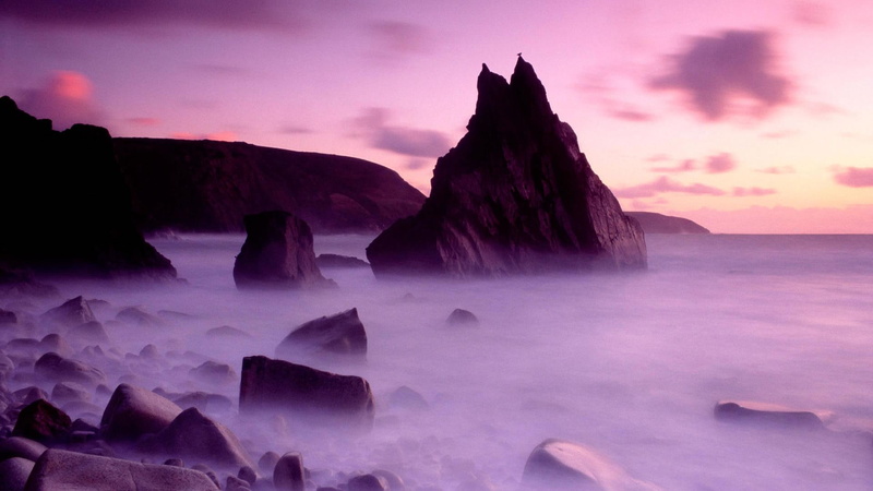 ocean, coastal, formation, coast, skies, mist, sunrise, 3d and abstract, nature, 1080P, coastline, sunset, water, rock, grey