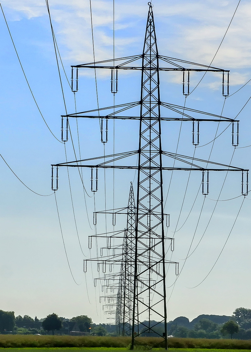field, electricity pylon, outdoors, cable line, current, connection, fuel and power generation, technology, cable, power supply, strommast, wires, cloud - sky