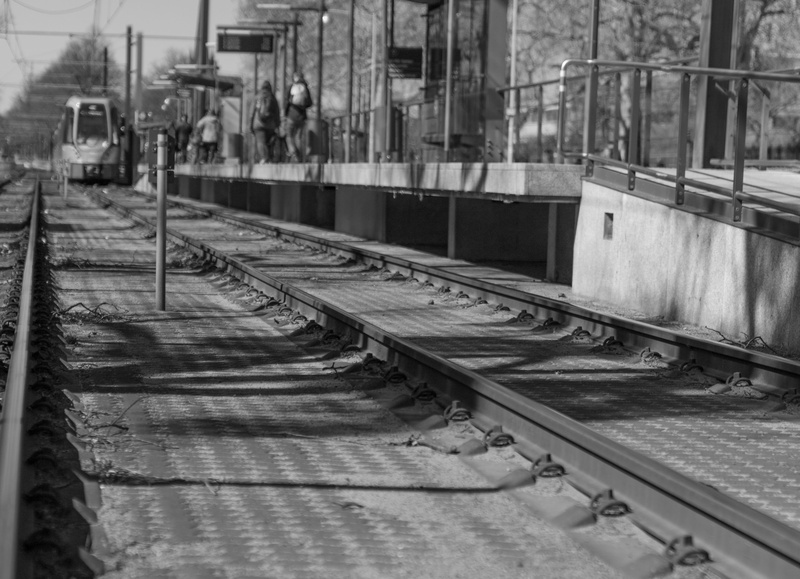 4K, track, building exterior, metal, direction, rails, metro, window, railing, train, railway tracks, rail traffic, traffic, public transportation, transportation