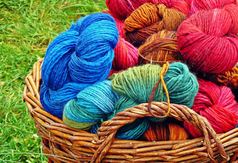 hobby, yarns, still life, blue, clothing, knitting, assorted, high angle view, basket, warming, pattern, multi colored, ball of wool, textile, knitting wool