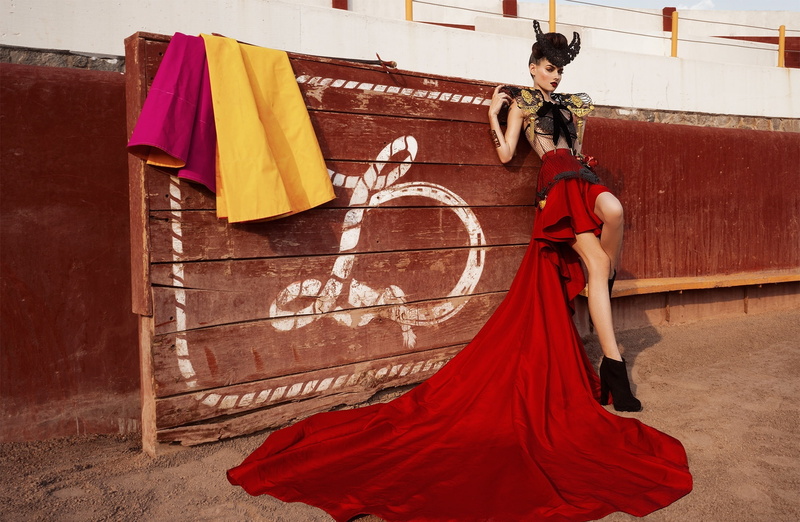 Young, standing, dress, Lovely, Model, 1080P, extraordinary, matador, Designer, Woman, Torero, fantastic, clothes, females, Fabulous, women, Collection