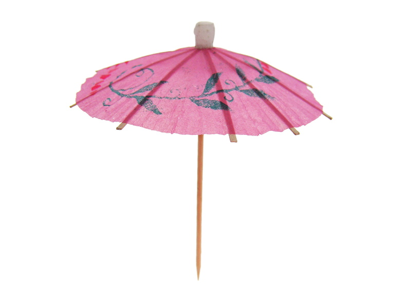 green color, toothpick, protection, tropical, brown, umbrella, pink color, brella, coctail, copy space, isolated, parasol, relaxation, no people, studio shot