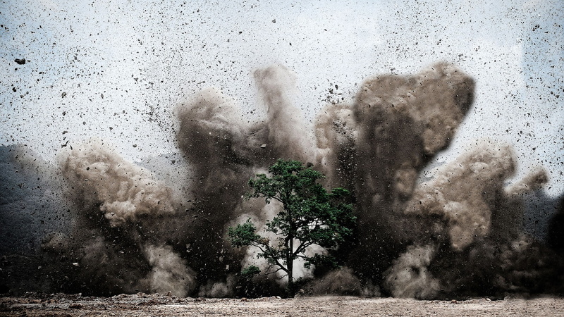 dust, oak trees, 1080P, sunlight, explosion