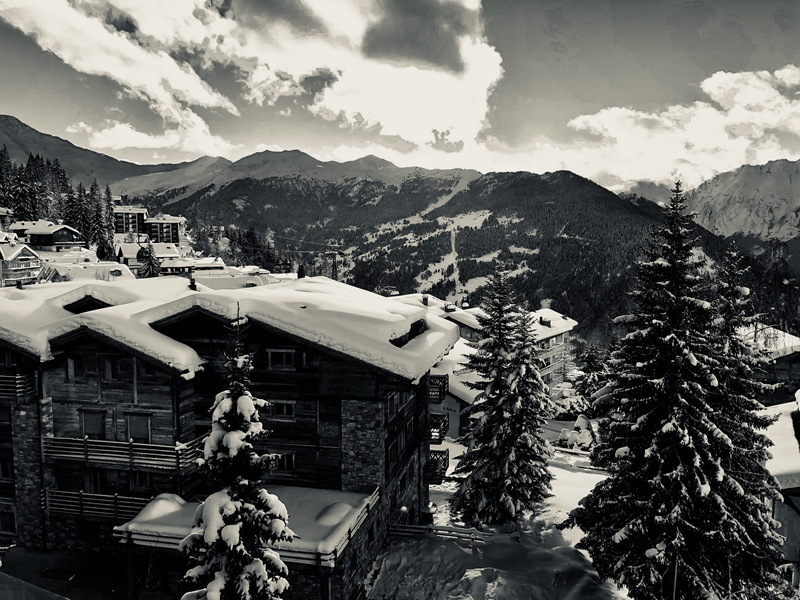 day, nature, building exterior, house, architecture, classic, chalet, cloud - sky, mountains, cold temperature, verbier, built structure, trees, mountain