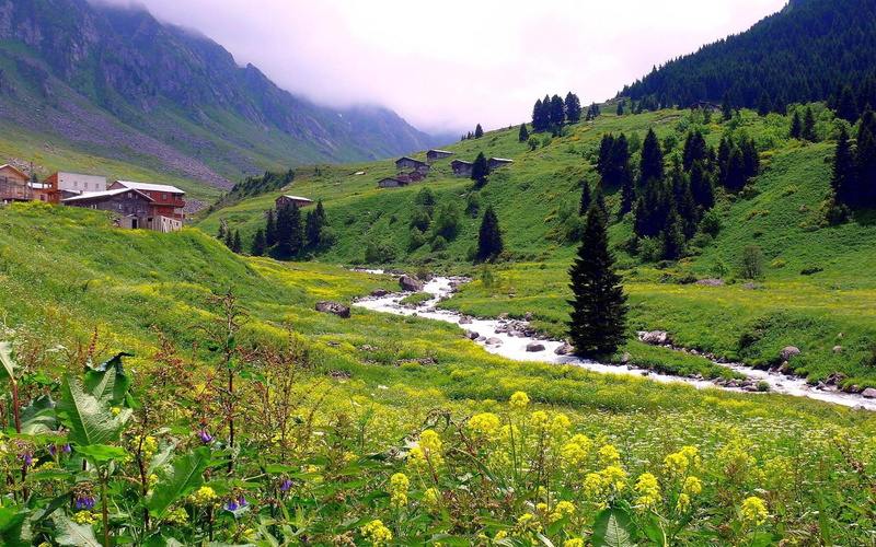 image, mountains, landscapes, nature, ayder, rivers, 1080P, download, turkey, rize, eider