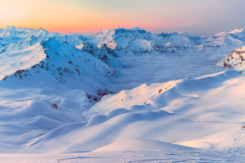 Glarus Alps, european Alps, commons, snow, sky, Swiss Tectonic Arena Sardona, ice, Mountains, scenics, winter, blue, 5K, Sea of fog, outdoors, UNESCO