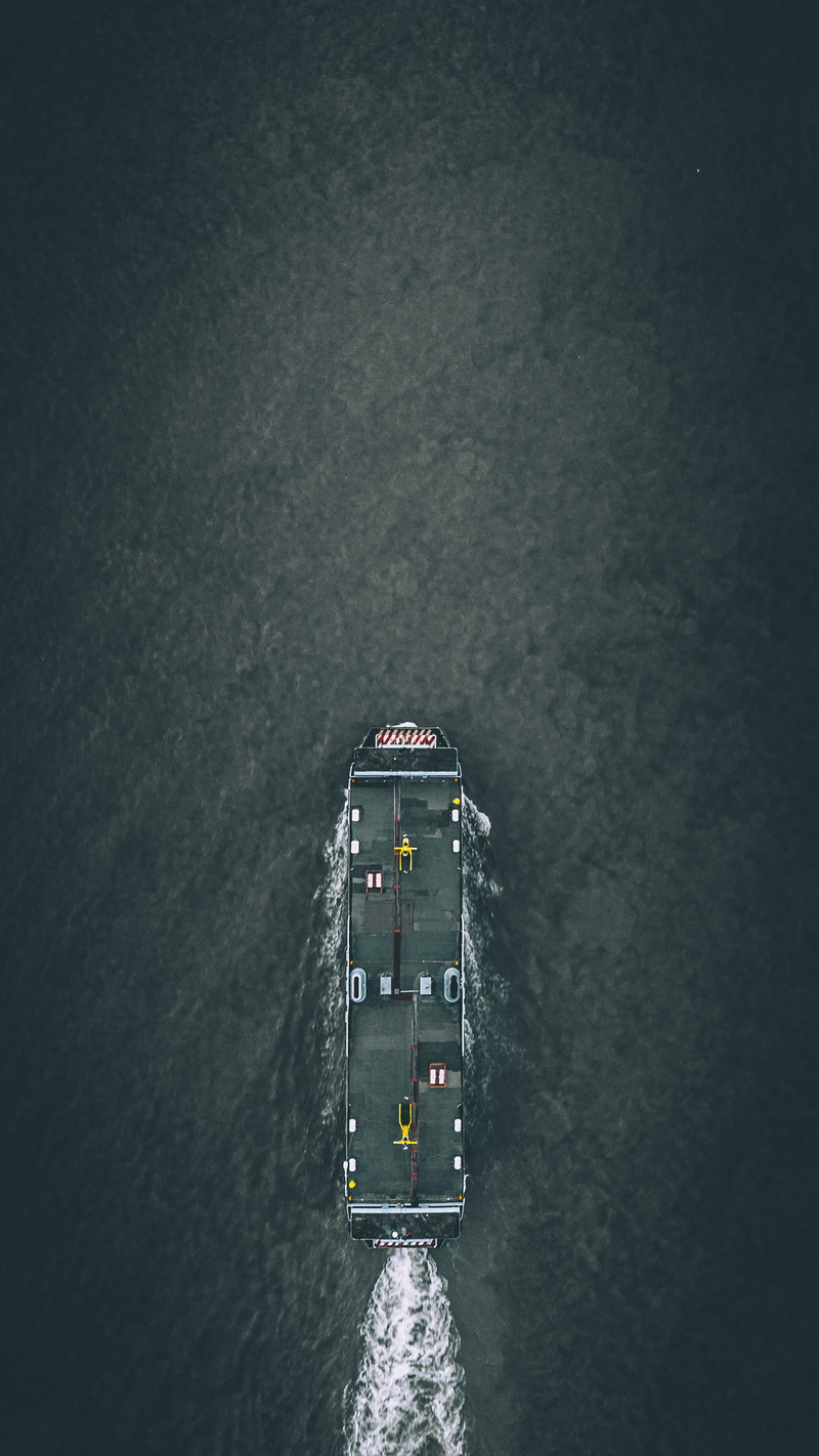 ship, aerial, drone view, black, industry, daytime, nautical Vessel, dark, topdown, boat, no People, shipping, 2K, sea, mode of Transport, drone, ocean