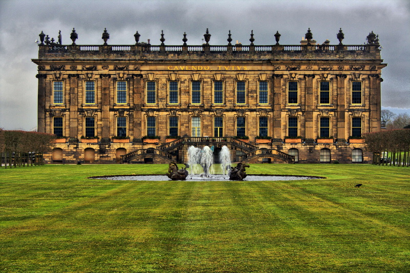 tourism, sculpture, built structure, travel destinations, 4K, chatsworth house, nature, statue, architecture, sky, water, incidental people, human representation