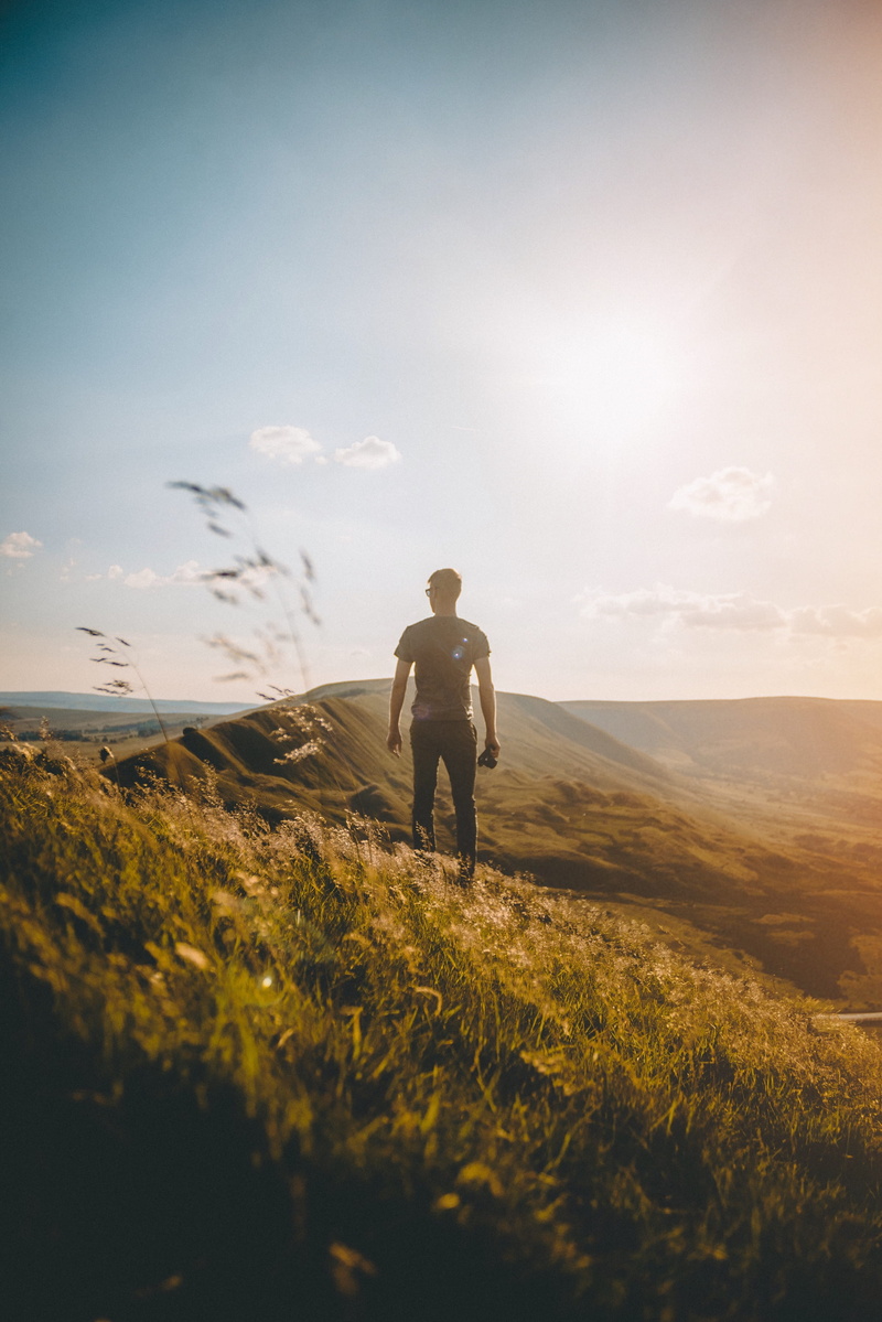lifestyles, uk, mountain, green, remote, sunrise - Dawn, 4K, hiking, person, healthy Lifestyle, united kingdom, freedom, activity, adult, morning, portrait