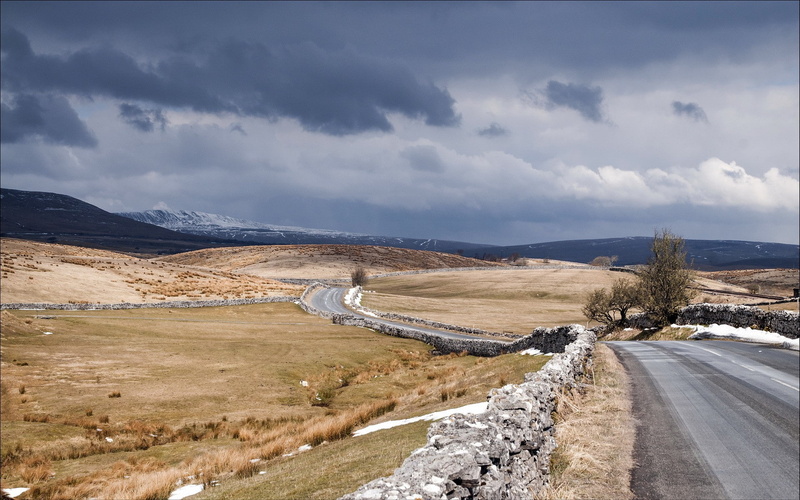 transportation, the way forward, overcast, sky, mountain, nature, land, 1080P, hills, stone wall, scenics - nature, cloud - sky, field, day, road, no people