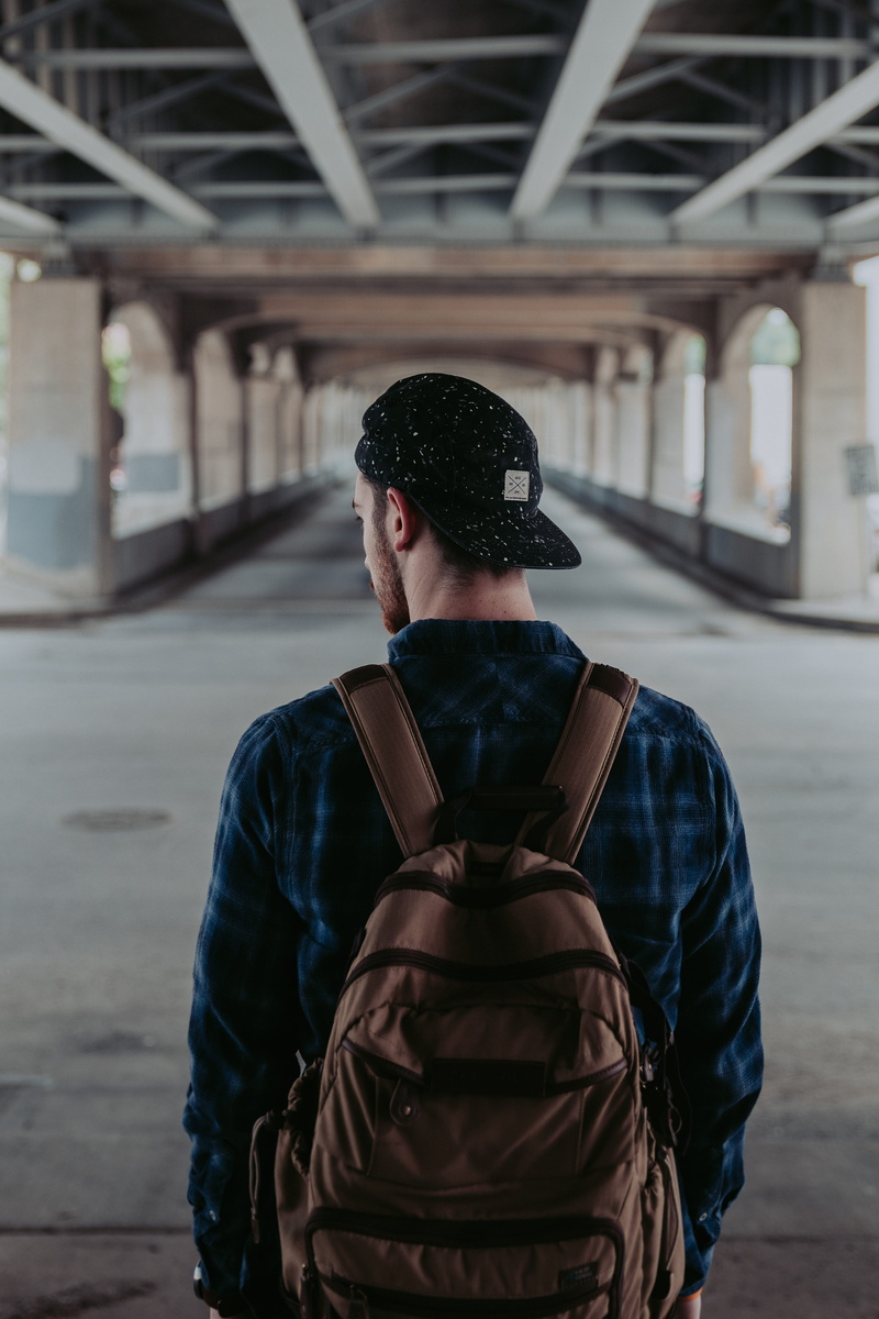 perspective, men, man, cap, 5K, day, wearing, solitude, architecture, warm clothing, shirt, looking out, abstract, style, model, lifestyles, brown, young adult