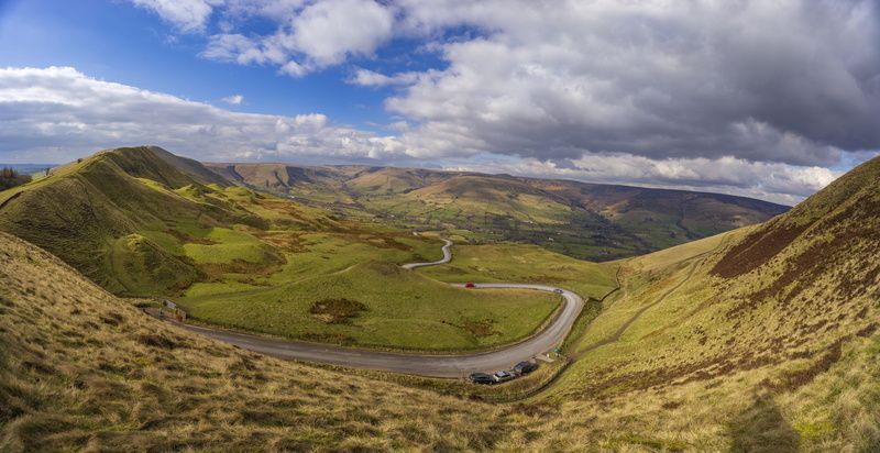 high angle view, no people, hills, united kingdom, environment, tranquil scene, scenic, castleton, day, idyllic, road, transportation, scenics - nature
