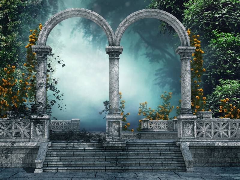 Columns, Artistic, Arch, Yellow Rose, Rose, 1080P, Abstract