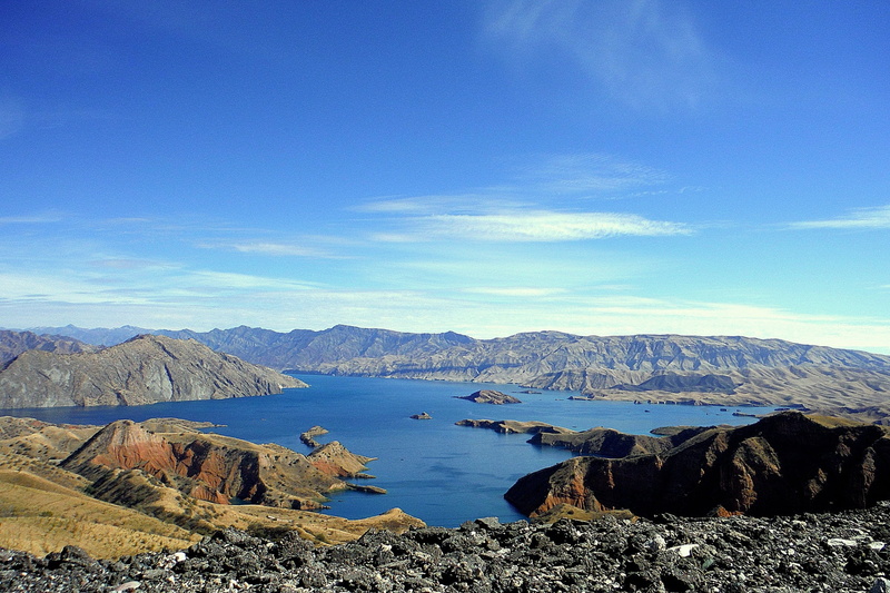 cloud - sky, nature, no people, water, tranquility, mountains, tranquil scene, landscape, tajikistan, solid, 1080P, bay, day, scenics - nature, sea, mountain range