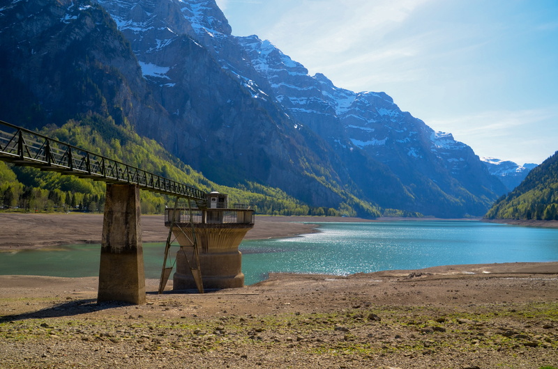 overflow, klöntal, tranquil scene, mountain range, plant, landscape, lake klöntal, sky, glarus, 4K, drought, switzerland, beach, mountain peak, day, overflow work