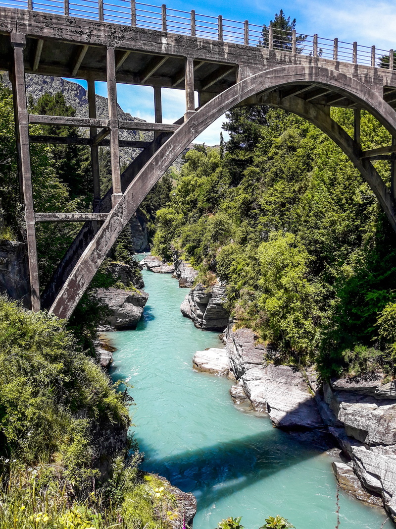 lake, magnificent, panorama, panoramic views, architecture, arch bridge, bungee jumping, summer, high mountain, water, scenics - nature, plant, New Zealand