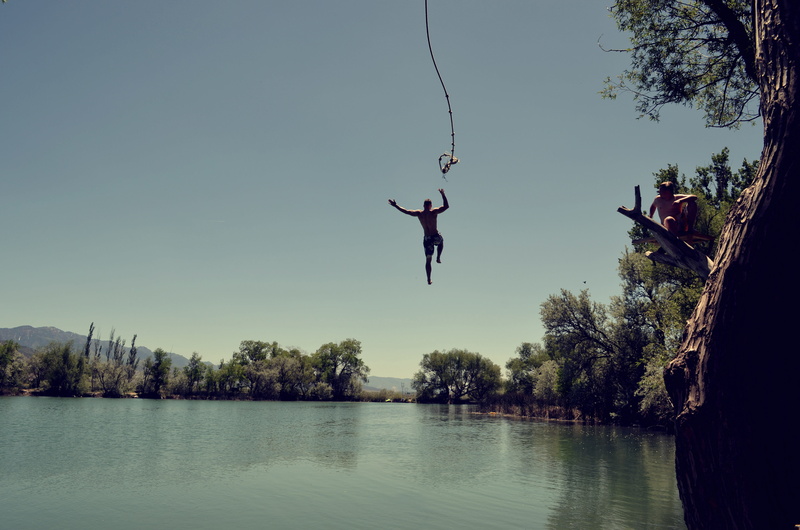 fishing, river, fun, human arm, plant, jump, rope swing, full length, tranquil scene, animals in the wild, lifestyles, recreational Pursuit, men, man, nature