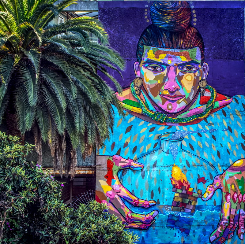 tree, tile, plant, multi colored, palm tree, mosaic, art, creativity, graffiti, day, arecaceae, festival, color, representation, brick, building, no people