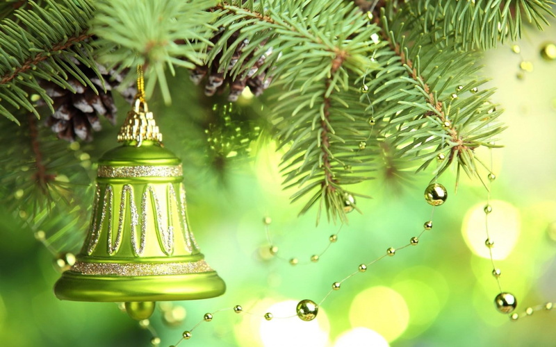 tree, christmas, 720P, decor, bell, year, green, new