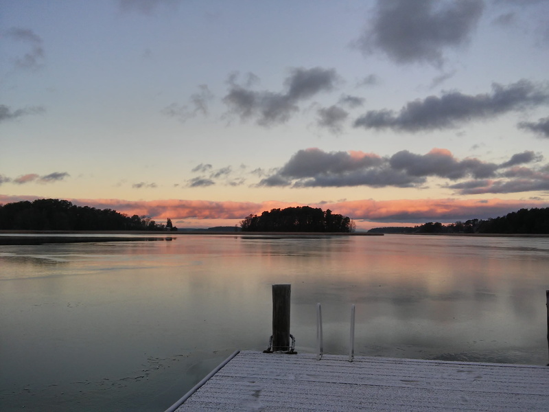 sunset, pier, no people, non-urban scene, water, outdoors, plant, orange color, suomi, reflection, 2K, scenics - nature, cloud - sky, idyllic, tranquility