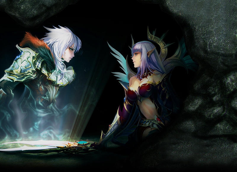 fantastic, tears, cave, feelings, girl, portal, guy, magic, 1080P, elves