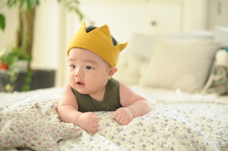 child, 4K, looking away, babyhood, childhood, lying down, one person, bed, toddler, one, focus on foreground, children, smile, happy, mouth open, looking