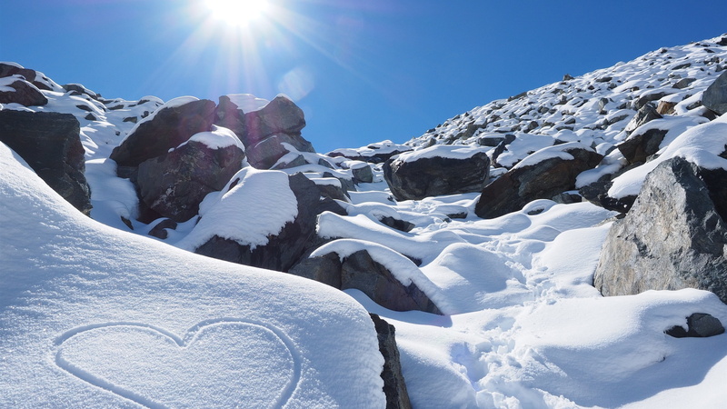 nieve, corazon, naturaleza, 2K