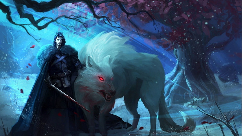 2K, guerrero, fantasia, bosque, nieve, bestia
