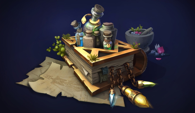 smirnovschool, 1080P, fantezi, potion, Book from CGBasics, Anastasya Kochergina, art, book, grass