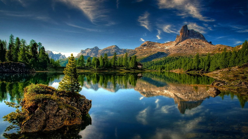 lake, nature, hills, 1080P, sky, reflection, mirror
