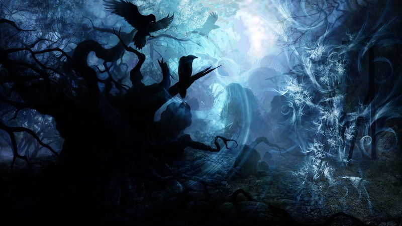 crows, blue, solid, nature, 1080P, indoors, underwater, fantasy art, vertebrate, cave, rock - object, birds, animal wildlife, no people, digital, animal