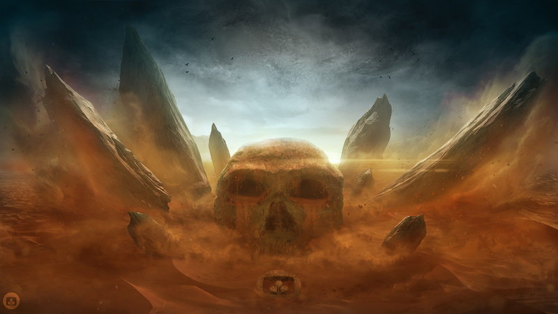 Desktopography, desert, skull, 2K