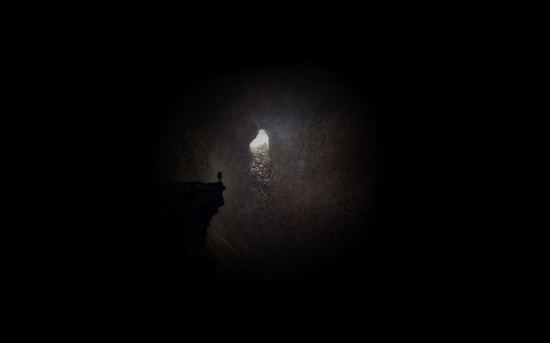 mystery, copy space, black background, one animal, dark, spelunking, moonlight, animal themes, nature, outdoors, night, cave, moon, animals in the wild