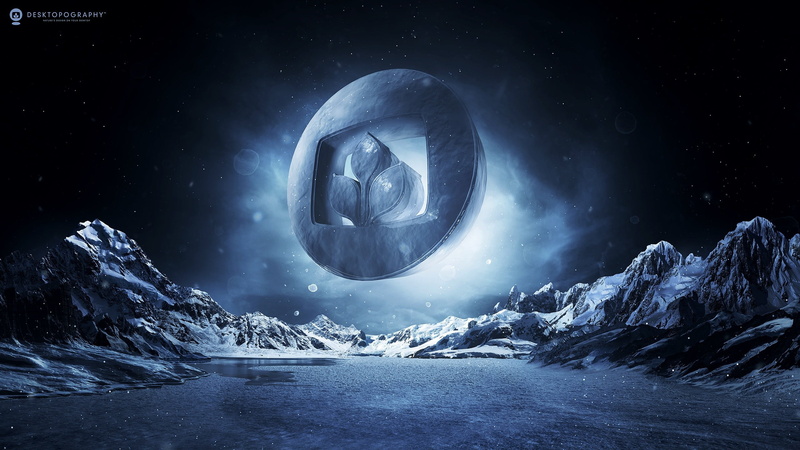 cold temperature, light - natural phenomenon, night, galaxy, digital art, space, logo, snow, Desktopography, full moon, mountains, no people, star - space