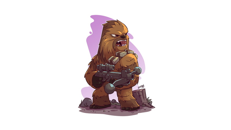 white background, Star Wars, simple background, 1080P, Derek Laufman, artwork, Chewbacca