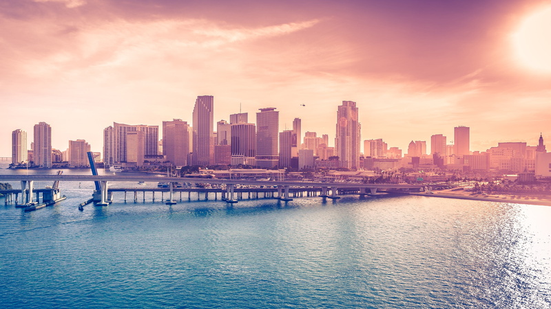 Miami, 2K, warm colors, cityscape, city, USA