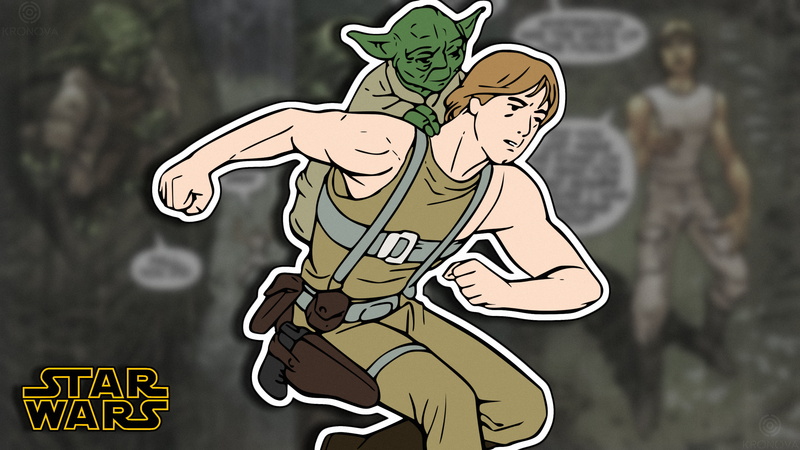 Star Wars, Luke Skywalker, Dagobah, comic books, 4K, stickers, Yoda