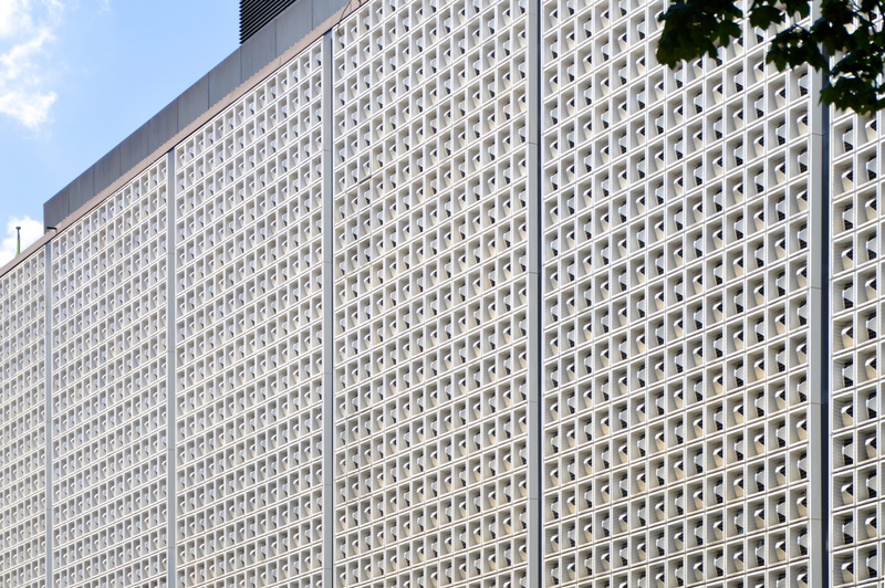 kaufhof, modern, office building exterior, uniform structure, pattern, building exterior, repetition, cloud - sky, kempten, 5K, purist, facade design
