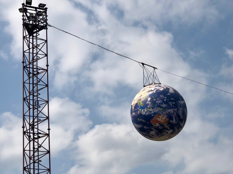 connection, hanging, electricity, architecture, no people, disco ball, day, nantes, sky, global communications, metal, outdoors, built structure, cable